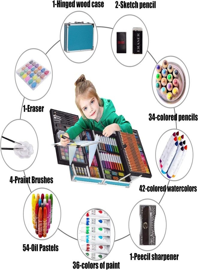 UOXOO 145-Piece Art Supplies Set For Kids, 2 Layers Drawing Supplies For Kids Boys Girls Ages 8 9 10 11 12,Portable Aluminum Case Art Kit, Great Gift For Teens Adults Beginner&Artists(Unicorn Pink) - Image 5